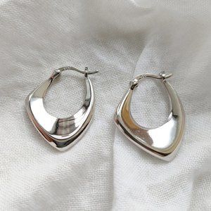 #NEW 925 Sterling Silver Geometric Hoop Earrings